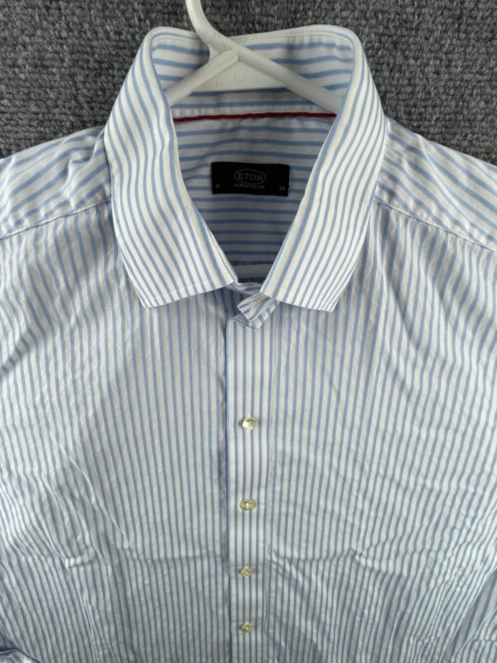 Eton 17 Blue Striped Cotton Long Sleeve Business Premium Button Up Mens Shirt